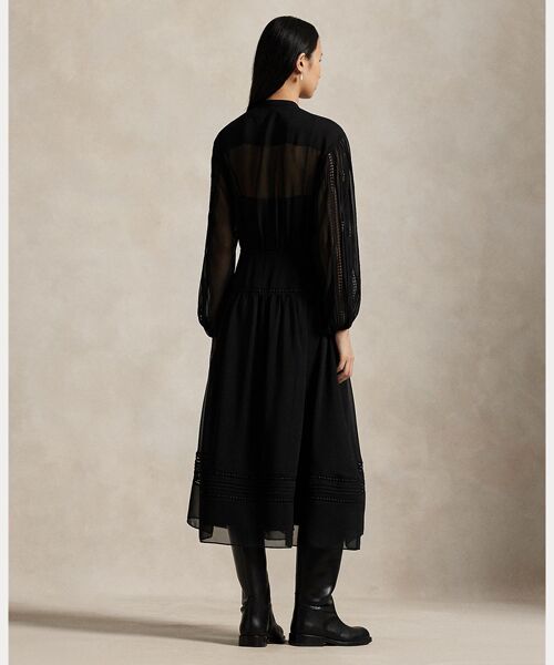 POLO RALPH LAUREN / ポロ ラルフ ローレン ロング・マキシ丈ワンピース | レーストリム ジョーゼット ドレス | 詳細3