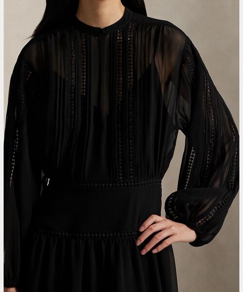 POLO RALPH LAUREN / ポロ ラルフ ローレン ロング・マキシ丈ワンピース | レーストリム ジョーゼット ドレス | 詳細4