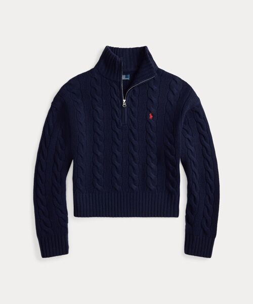 POLO RALPH LAUREN / ポロ ラルフ ローレン ニット・セーター | ケーブル ウールカシミヤ ハーフジップ セーター | 詳細1