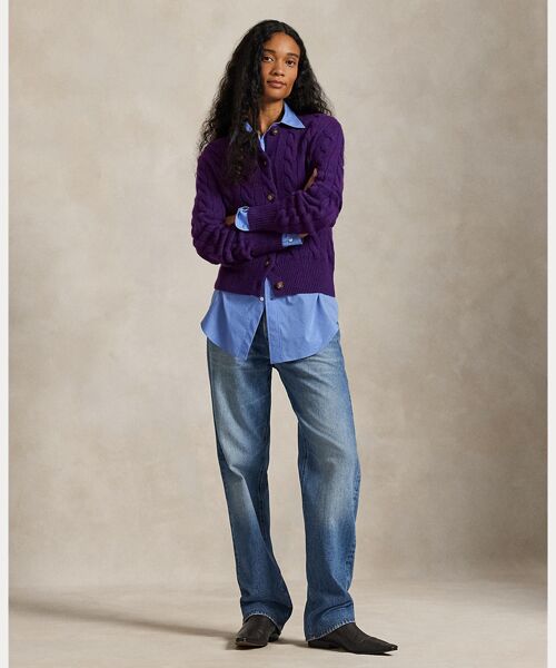 ケーブルニット ウールカシミヤ カーディガン （カーディガン・ボレロ