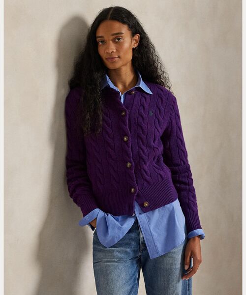 ケーブルニット ウールカシミヤ カーディガン （カーディガン・ボレロ