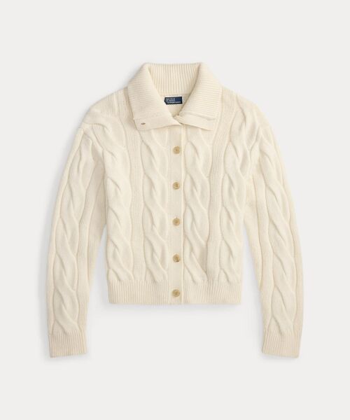 POLO RALPH LAUREN / ポロ ラルフ ローレン カーディガン・ボレロ | ケーブル ウールカシミヤ ファネルネック カーディガン | 詳細1