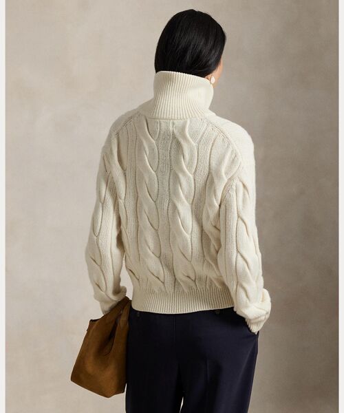 POLO RALPH LAUREN / ポロ ラルフ ローレン カーディガン・ボレロ | ケーブル ウールカシミヤ ファネルネック カーディガン | 詳細3