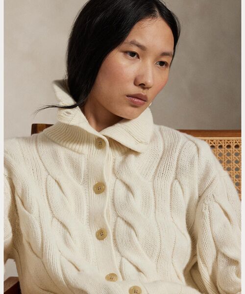 POLO RALPH LAUREN / ポロ ラルフ ローレン カーディガン・ボレロ | ケーブル ウールカシミヤ ファネルネック カーディガン | 詳細4