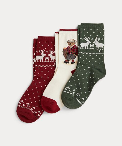 POLO RALPH LAUREN / ポロ ラルフ ローレン ソックス | (ボーイズ 8才～20才)Polo ベア クルー ソックス 3パック ギフト セット | 詳細1