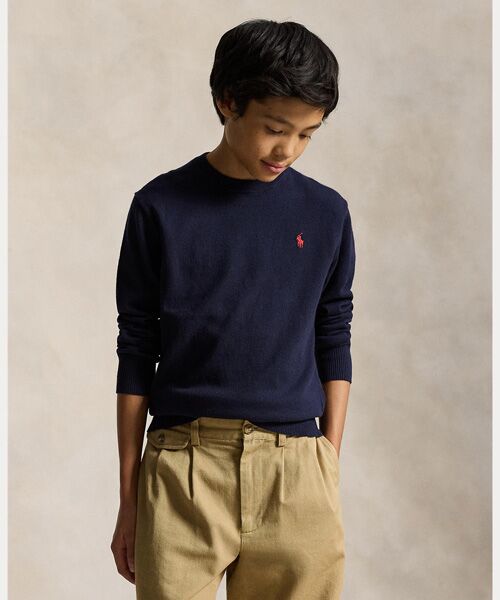 POLO RALPH LAUREN / ポロ ラルフ ローレン ニット・セーター | (ボーイズ 8才~20才)コットン クルーネック セーター(410ネイビー)