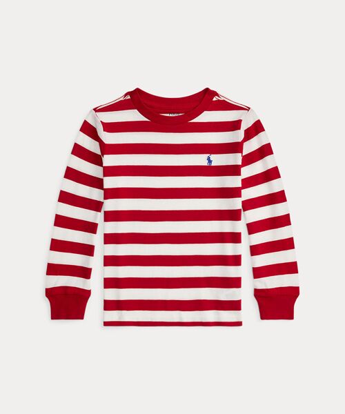 POLO RALPH LAUREN / ポロ ラルフ ローレン Tシャツ | (ボーイズ 2才~7才)ストライプド コットン ロングスリーブ Tシャツ(600レッド)