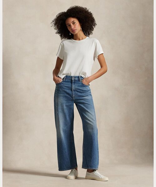 POLO RALPH LAUREN / ポロ ラルフ ローレン デニムパンツ | ハイライズ ワイドレッグ クロップ ジーンズ（400ブルー）