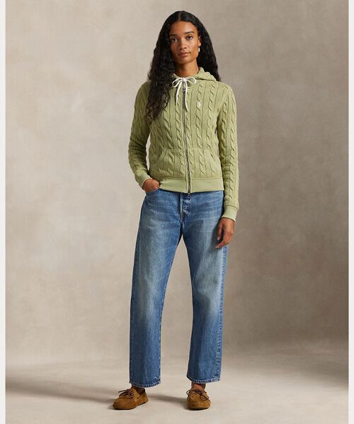 POLO RALPH LAUREN / ポロ ラルフ ローレン パーカー | ケーブルニット コットン フルジップ フーディ | 詳細2