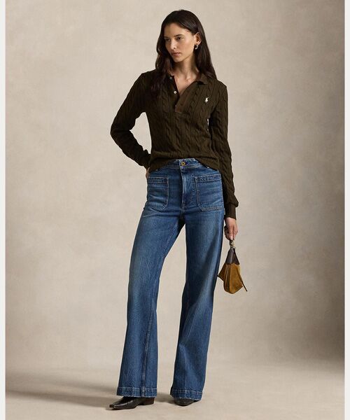 POLO RALPH LAUREN / ポロ ラルフ ローレン ポロシャツ | ケーブルニット コットン ロングスリーブ ポロシャツ | 詳細2