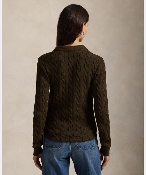 POLO RALPH LAUREN / ポロ ラルフ ローレン ポロシャツ | ケーブルニット コットン ロングスリーブ ポロシャツ | 詳細3