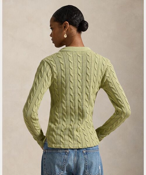 POLO RALPH LAUREN / ポロ ラルフ ローレン ポロシャツ | ケーブルニット コットン ロングスリーブ ポロシャツ | 詳細3