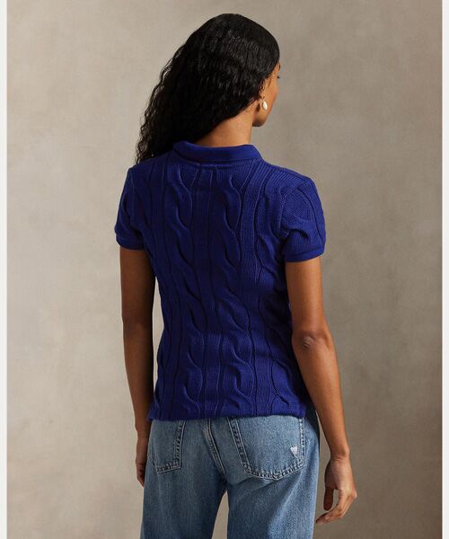 POLO RALPH LAUREN / ポロ ラルフ ローレン ポロシャツ | ケーブルニット コットン ポロシャツ | 詳細3