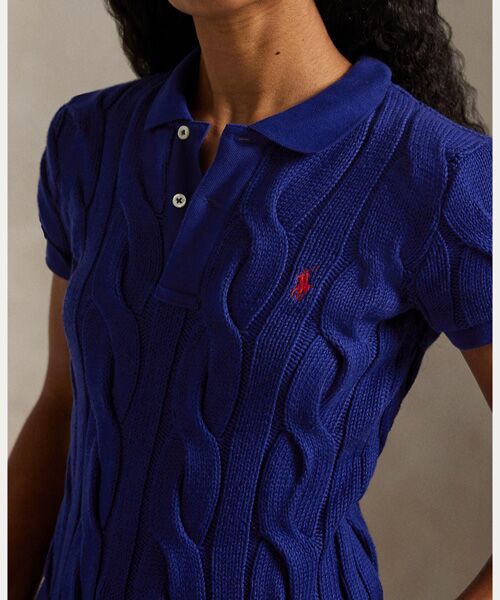 POLO RALPH LAUREN / ポロ ラルフ ローレン ポロシャツ | ケーブルニット コットン ポロシャツ | 詳細4