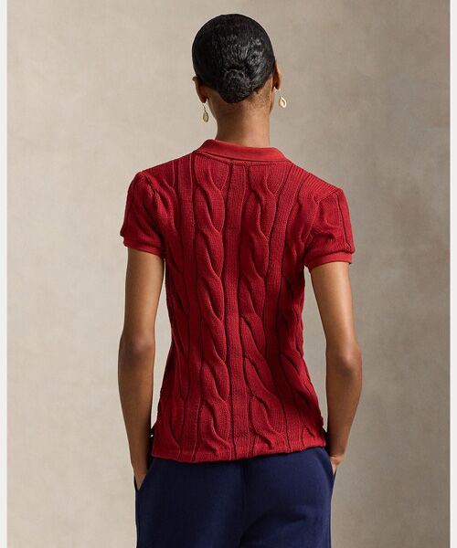 POLO RALPH LAUREN / ポロ ラルフ ローレン ポロシャツ | ケーブルニット コットン ポロシャツ | 詳細3