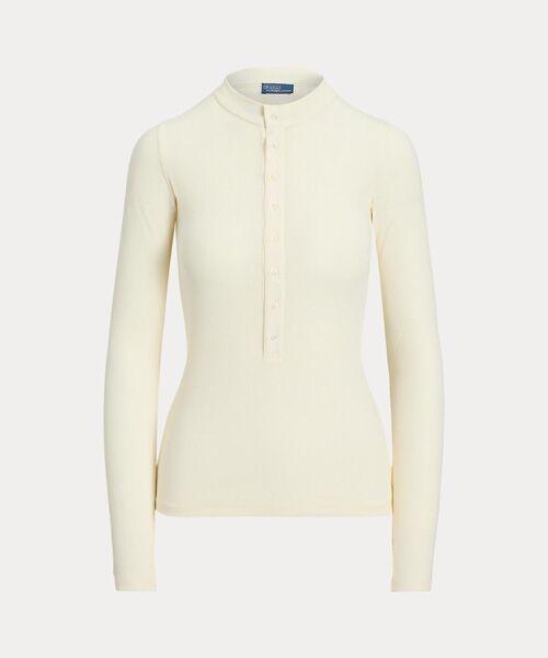 POLO RALPH LAUREN / ポロ ラルフ ローレン カットソー | リブ コットン ヘンリーネック シャツ（100ホワイト）