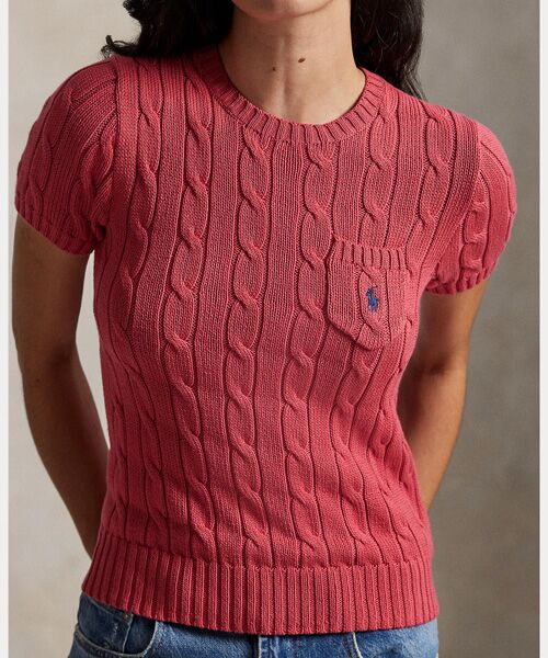 POLO RALPH LAUREN / ポロ ラルフ ローレン ニット・セーター | ケーブルニット コットン ショートスリーブ セーター | 詳細4