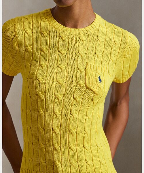 POLO RALPH LAUREN / ポロ ラルフ ローレン ニット・セーター | ケーブルニット コットン ショートスリーブ セーター | 詳細4