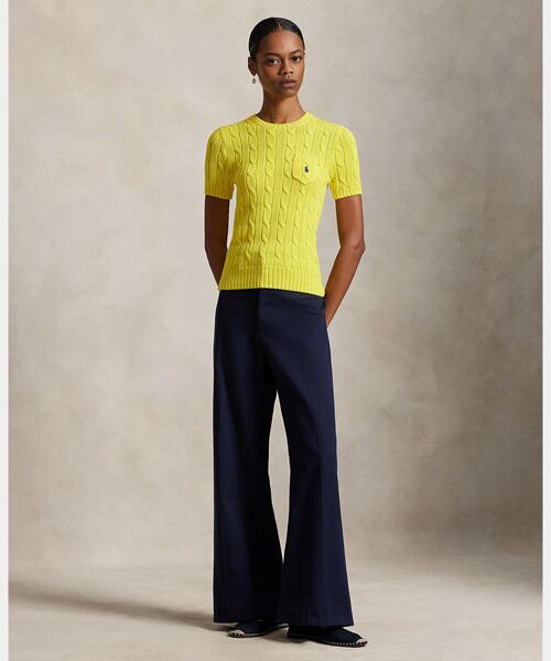 POLO RALPH LAUREN / ポロ ラルフ ローレン ニット・セーター | ケーブルニット コットン ショートスリーブ セーター | 詳細5