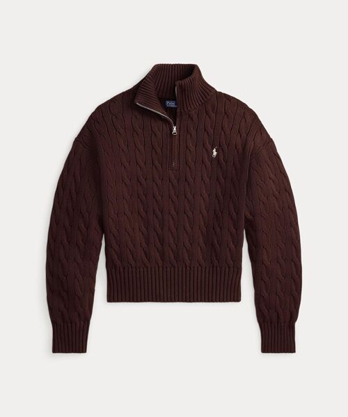 POLO RALPH LAUREN / ポロ ラルフ ローレン ニット・セーター | ケーブルニット コットン クォータージップ セーター | 詳細1