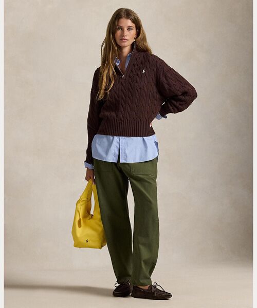 POLO RALPH LAUREN / ポロ ラルフ ローレン ニット・セーター | ケーブルニット コットン クォータージップ セーター | 詳細2
