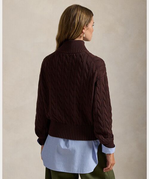 POLO RALPH LAUREN / ポロ ラルフ ローレン ニット・セーター | ケーブルニット コットン クォータージップ セーター | 詳細3