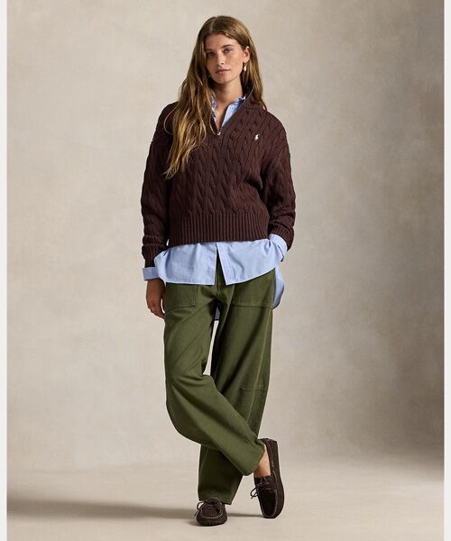 POLO RALPH LAUREN / ポロ ラルフ ローレン ニット・セーター | ケーブルニット コットン クォータージップ セーター | 詳細5
