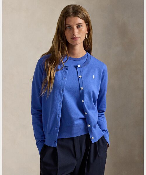 POLO RALPH LAUREN / ポロ ラルフ ローレン カーディガン・ボレロ | コットン クルーネック カーディガン（400ブルー）
