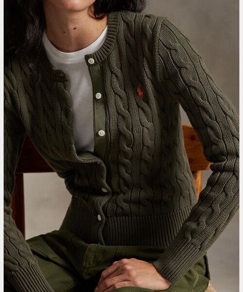 POLO RALPH LAUREN / ポロ ラルフ ローレン カーディガン・ボレロ | ケーブルニット コットン クルーネック カーディガン | 詳細4