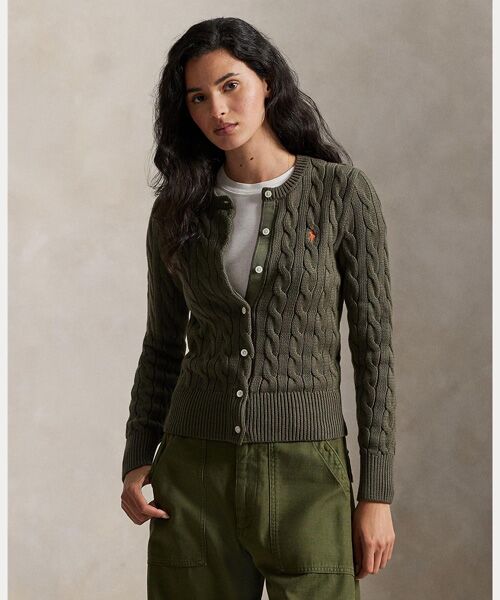 POLO RALPH LAUREN / ポロ ラルフ ローレン カーディガン・ボレロ | ケーブルニット コットン クルーネック カーディガン | 詳細5