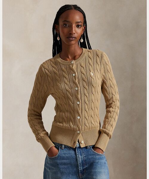 POLO RALPH LAUREN / ポロ ラルフ ローレン カーディガン・ボレロ | ケーブルニット コットン クルーネック カーディガン | 詳細5