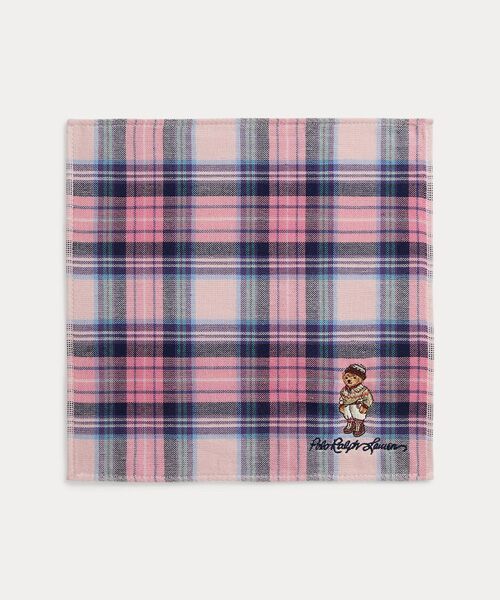 POLO RALPH LAUREN / ポロ ラルフ ローレン ハンカチ | (ガールズ 2才～4才)チェック Polo ベア コットン ハンカチーフ（650ピンク）