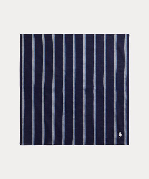 POLO RALPH LAUREN / ポロ ラルフ ローレン ハンカチ | ストライプド コットン ハンカチーフ（410ネイビー）