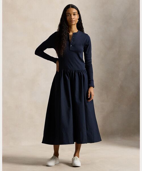 POLO RALPH LAUREN / ポロ ラルフ ローレン ロング・マキシ丈ワンピース | コットン ヘンリーネック ドレス | 詳細5