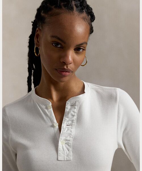 POLO RALPH LAUREN / ポロ ラルフ ローレン ロング・マキシ丈ワンピース | コットン ヘンリーネック ドレス | 詳細4