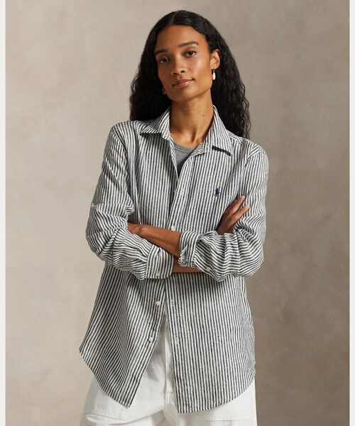 POLO RALPH LAUREN / ポロ ラルフ ローレン シャツ・ブラウス | クラシック フィット ストライプド リネン シャツ（001ブラック）