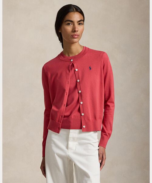 POLO RALPH LAUREN / ポロ ラルフ ローレン カーディガン・ボレロ | コットン クルーネック カーディガン（600レッド）