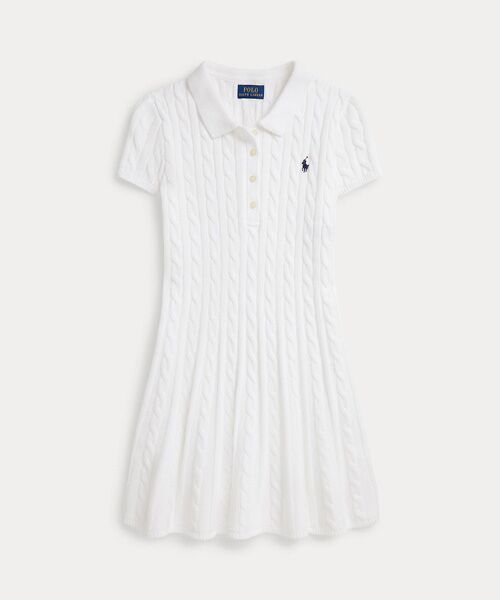 POLO RALPH LAUREN / ポロ ラルフ ローレン ミニ丈・ひざ丈ワンピース | (ガールズ 7才～16才)ケーブルニット コットン Polo セーター ドレス | 詳細1