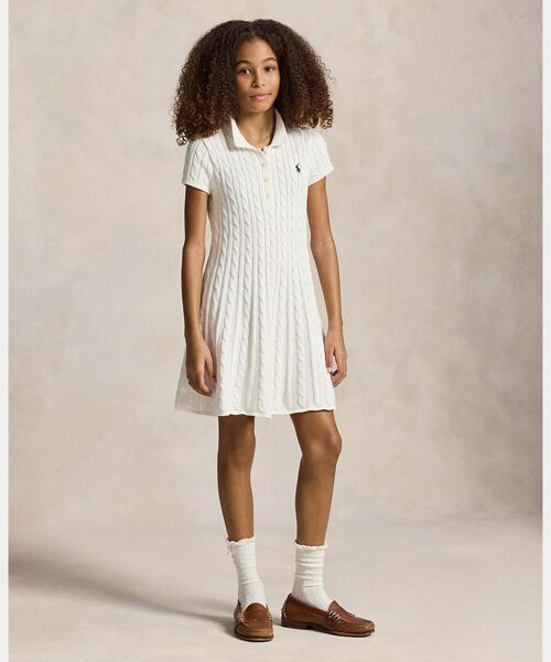 POLO RALPH LAUREN / ポロ ラルフ ローレン ミニ丈・ひざ丈ワンピース | (ガールズ 7才～16才)ケーブルニット コットン Polo セーター ドレス | 詳細3
