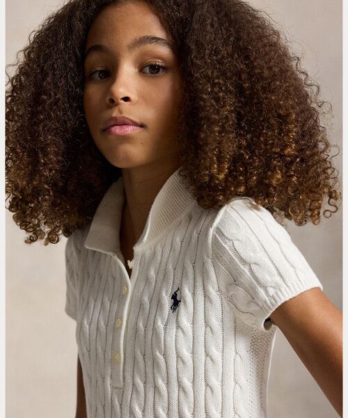 POLO RALPH LAUREN / ポロ ラルフ ローレン ミニ丈・ひざ丈ワンピース | (ガールズ 7才～16才)ケーブルニット コットン Polo セーター ドレス | 詳細4
