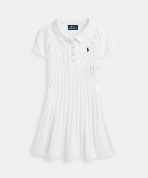 POLO RALPH LAUREN / ポロ ラルフ ローレン ミニ丈・ひざ丈ワンピース | (ガールズ 2才～6才)ケーブルニット コットン Polo セーター ドレス | 詳細1