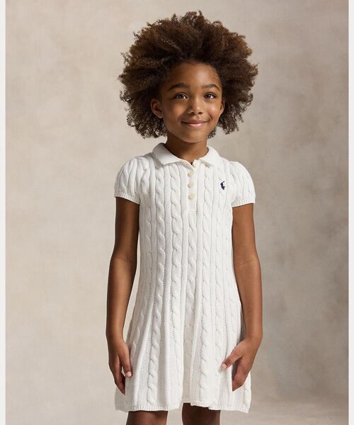 POLO RALPH LAUREN / ポロ ラルフ ローレン ミニ丈・ひざ丈ワンピース | (ガールズ 2才～6才)ケーブルニット コットン Polo セーター ドレス | 詳細3
