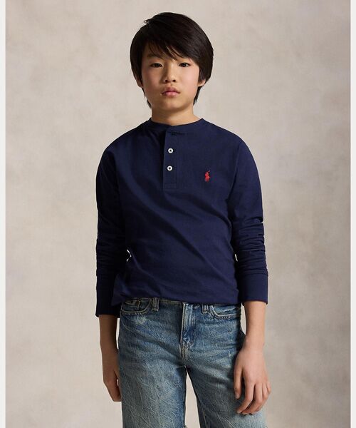 POLO RALPH LAUREN / ポロ ラルフ ローレン カットソー | (ボーイズ 8才～20才)コットン ジャージー ヘンリー シャツ（410ネイビー）