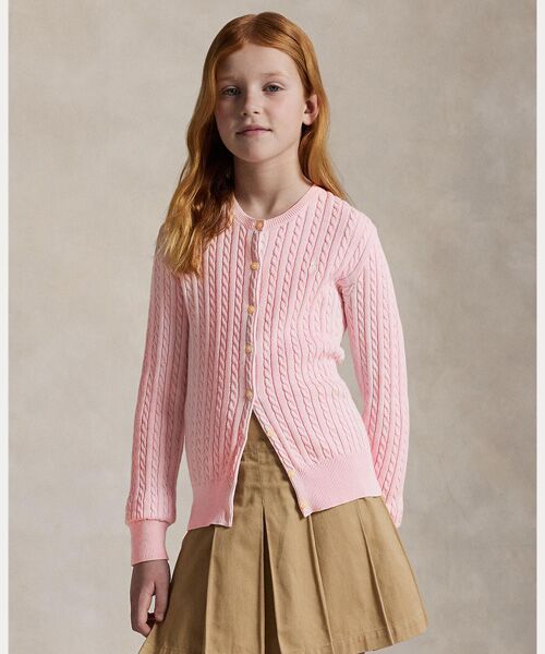 POLO RALPH LAUREN / ポロ ラルフ ローレン カーディガン・ボレロ | (ガールズ 7才～16才)ミニ ケーブル コットン カーディガン（650ピンク）