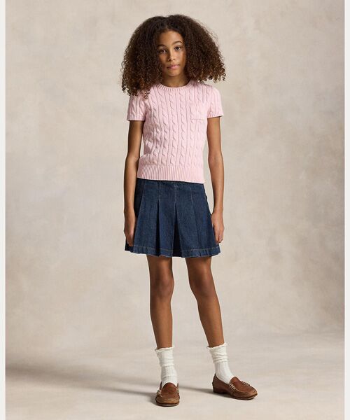 POLO RALPH LAUREN / ポロ ラルフ ローレン ニット・セーター | (ガールズ 7才～16才)ケーブルニット コットン ショートスリーブ セーター | 詳細3