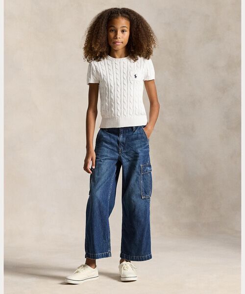 POLO RALPH LAUREN / ポロ ラルフ ローレン ニット・セーター | (ガールズ 7才～16才)ケーブルニット コットン ショートスリーブ セーター | 詳細3