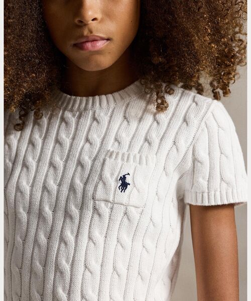 POLO RALPH LAUREN / ポロ ラルフ ローレン ニット・セーター | (ガールズ 7才～16才)ケーブルニット コットン ショートスリーブ セーター | 詳細4
