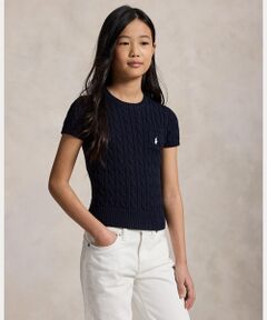 POLO RALPH LAUREN / ポロ ラルフ ローレン ニット・セーター | (ガールズ 7才～16才)ケーブルニット コットン ショートスリーブ セーター
