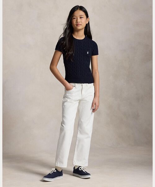 POLO RALPH LAUREN / ポロ ラルフ ローレン ニット・セーター | (ガールズ 7才～16才)ケーブルニット コットン ショートスリーブ セーター | 詳細3