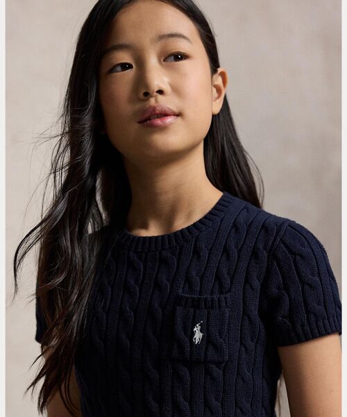 POLO RALPH LAUREN / ポロ ラルフ ローレン ニット・セーター | (ガールズ 7才～16才)ケーブルニット コットン ショートスリーブ セーター | 詳細4